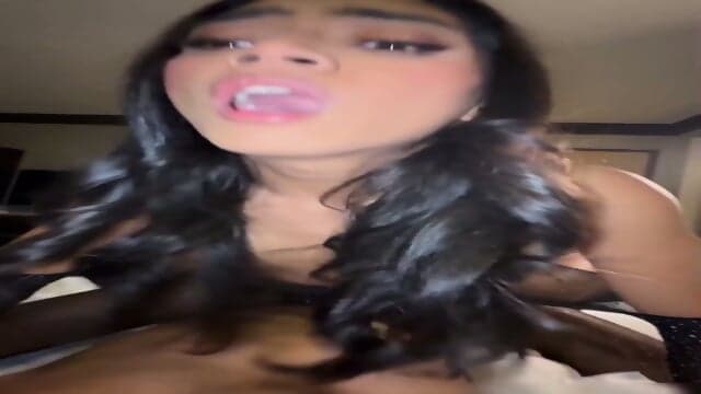 Pretty Ebony TS Teen Chanel Blanks Out in Ecstasy COMPLETE SCENE