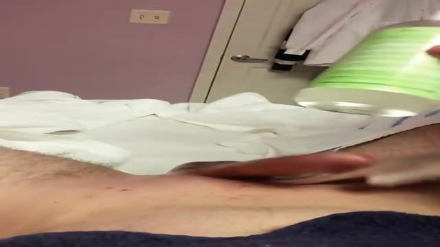 Asian lady waxing and massaging make dick cum