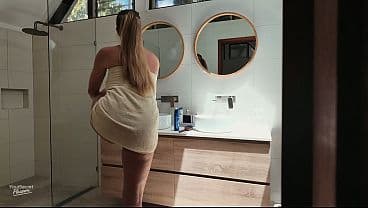 Hot blonde gets horny and fucked while getting ready for the holidays