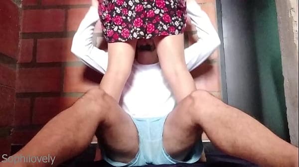 Redhead in a dress rides like an expert at home. Homemade porn video.