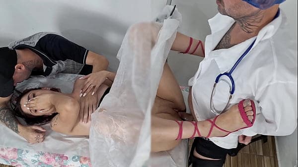 Gynecologist fucks his wife next to the cuckold and doesn't even notice!