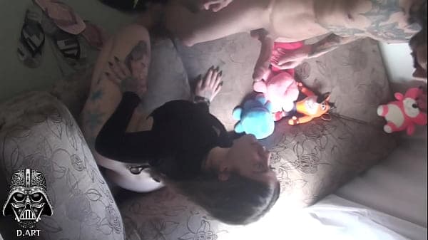 hidden camera catches young woman cheating on her husband drinking milk all over her body