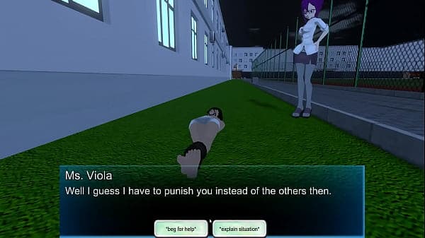 Femdom University Skullgirls work scene at night with piss and ballbusting