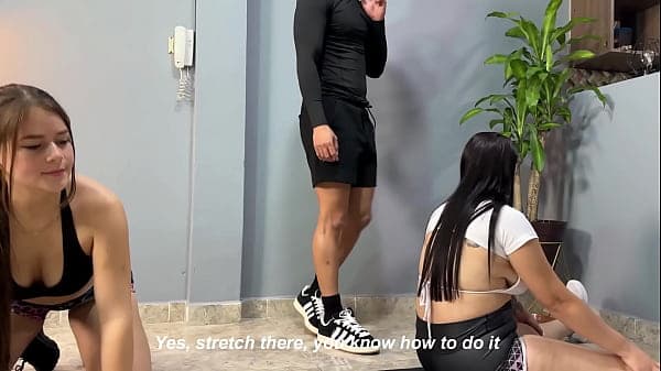 Yoga teacher gives his students a special treat with his big cock in their tight pussies