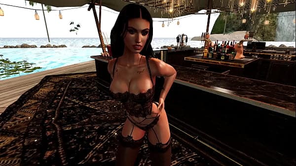 Blaire Black gets fucked in every hole hardcore at the bar by a massive big white from a stud cock on the beach with dripping cum