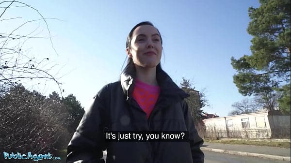 Public Agent - Latina dark haired teen with pert and puffy tits agrees to giving an outdoor blowjob to guy with big dick for money and letting him slide inside her tight wet pussy