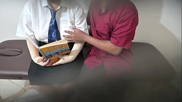 College girl having sex while studying