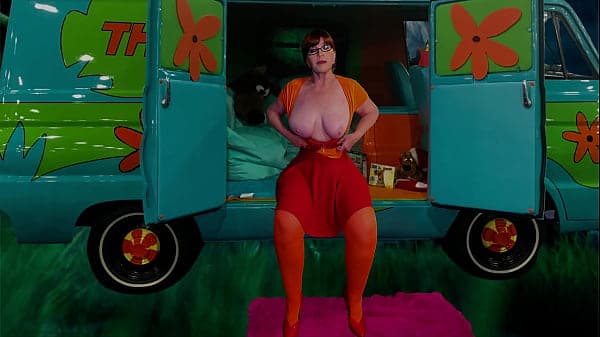 Mature Gilf Velma Scooby Doo cosplay cock sucking blowjob