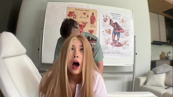 Cute Asian girl touches a cock for the first time and I fuck her hard