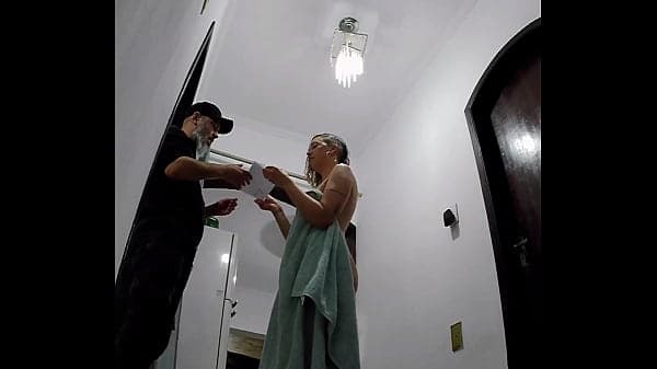 Playing naked in front of the delivery guy while my husband works.