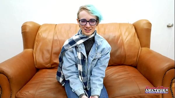 Shy Nerdy Petite Blue Haired Blonde Raven Teases With Innocent Deepthroat!