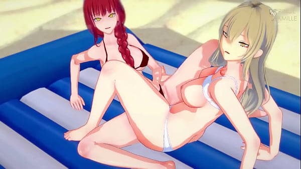 Chainsaw Man Ova beach episode - Makima and Power have lesbian sex