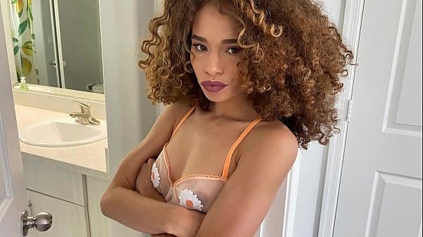 Cute black stepsister gets naked in front of her stepbro