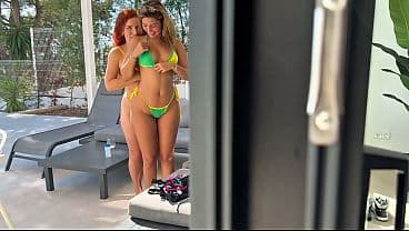 Wild threesome after spying on my girlfriend and her friend while they&rsquo;re naked and horny
